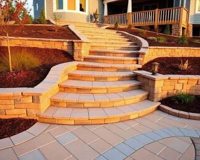 Outdoor stone masonry steps